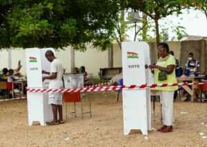 Ghanaian voters cast their vote during the 2024 general elections in Ghana, December 7, 2024. MOMENTS AFRICA/Wisdom Matey Tetteh