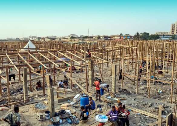 A view of the Knatamanto market under construction after the fire outbreak on January 2, 2025